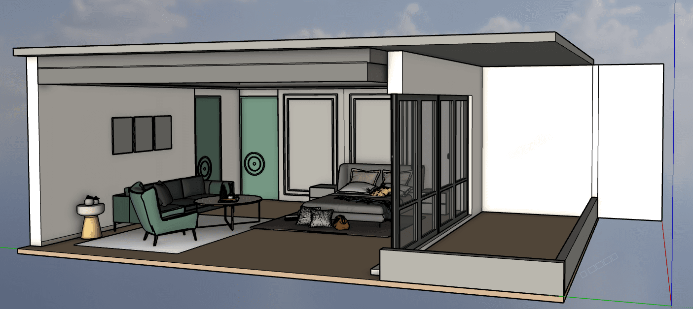 Modern Bedroom Suite with Lounge — SketchUp + DWG