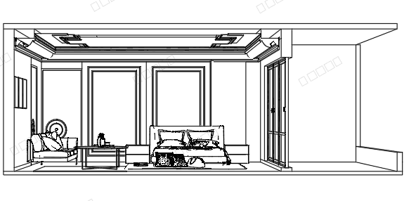 Modern Bedroom Suite with Lounge — SketchUp + DWG