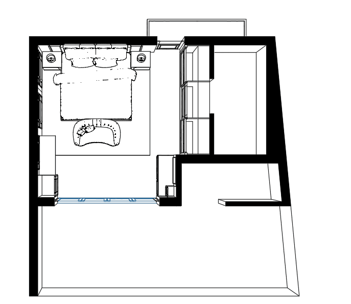 Classic Navy & Gold Bedroom — SketchUp + DWG