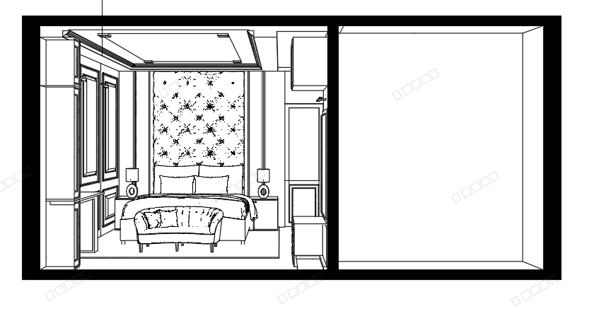 Classic Navy & Gold Bedroom — SketchUp + DWG