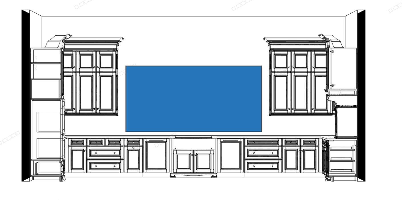 Classic Kitchen with Curved Island — SketchUp + DWG