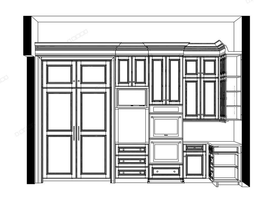 Classic Kitchen with Curved Island — SketchUp + DWG