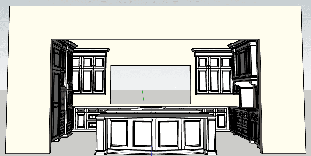 Classic Kitchen with Curved Island — SketchUp + DWG