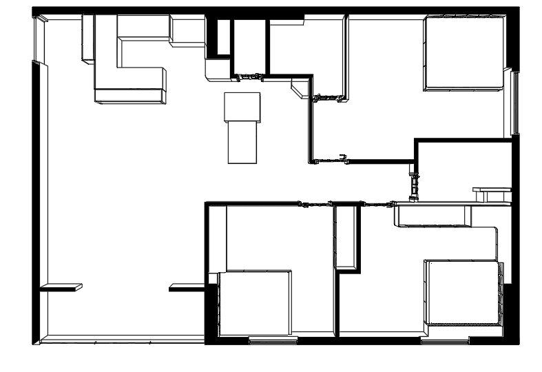 Two-Bedroom Apartment Interior — SketchUp + DWG