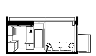 Apartment with Open Kitchen — SketchUp + DWG