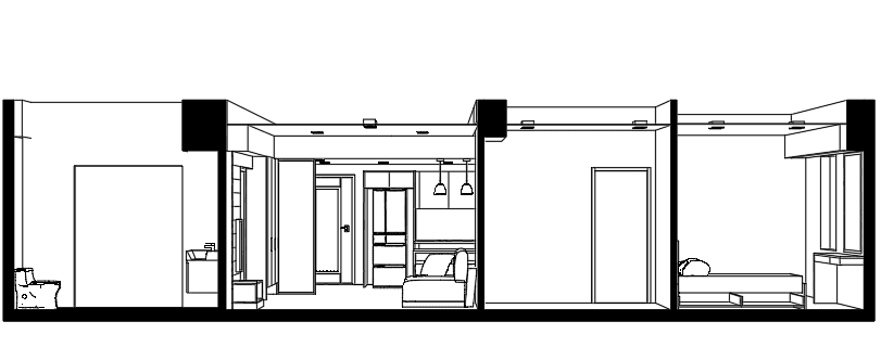 Apartment with Open Kitchen — SketchUp + DWG