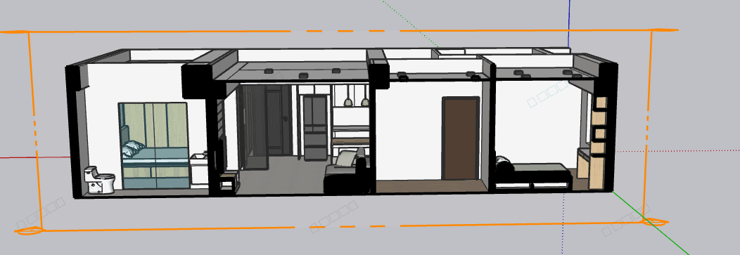 Apartment with Open Kitchen — SketchUp + DWG