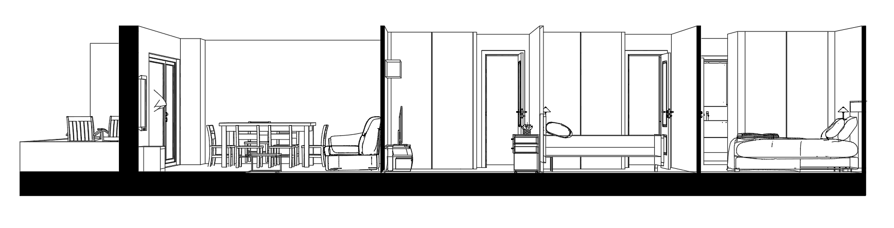 Family Apartment with Balcony — SketchUp + DWG