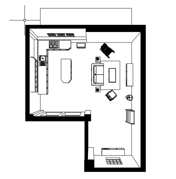 Open-Plan Studio Apartment — SketchUp + DWG