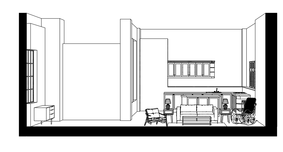 Open-Plan Studio Apartment — SketchUp + DWG