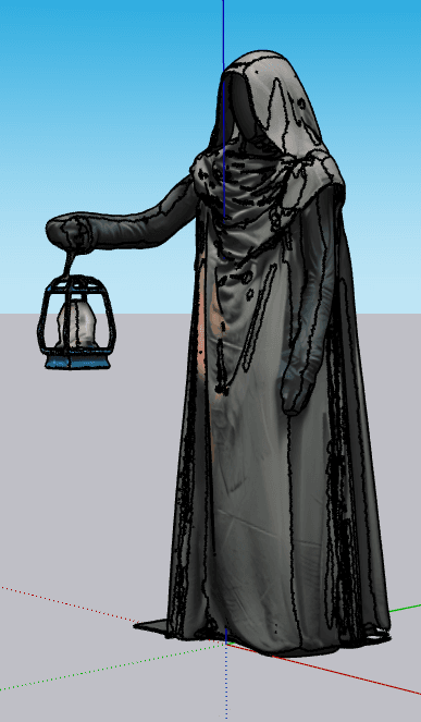 Hooded Figure with Lantern — SketchUp Model