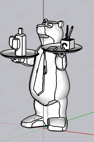 Bear Butler with Serving Trays — SketchUp Model