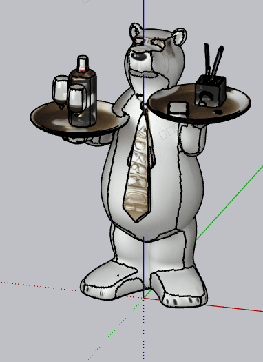 Bear Butler with Serving Trays — SketchUp Model