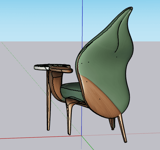Leaf-Back Armchair with Side Table — SketchUp Model