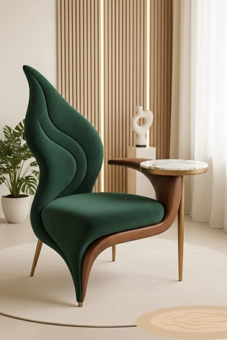 Leaf-Back Armchair with Side Table — SketchUp Model