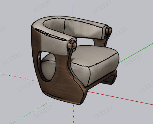Round Tub Armchair — SketchUp Model