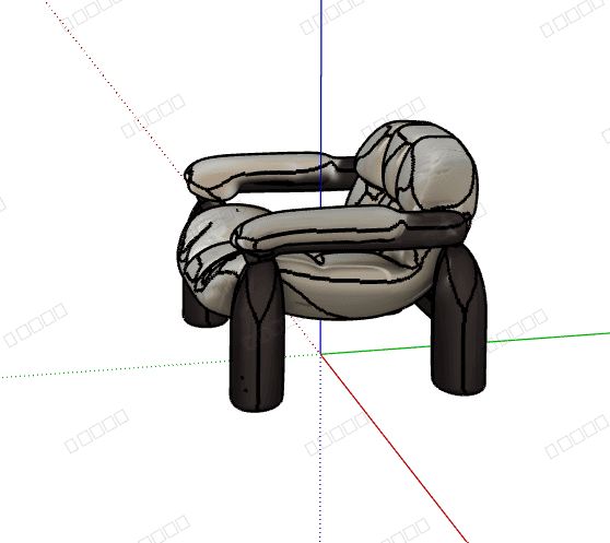 Puffy Tubular Armchair — SketchUp Model