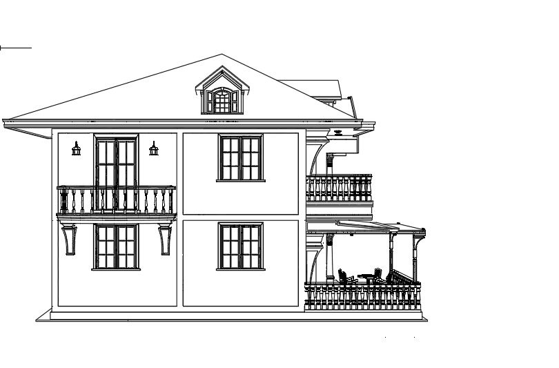 Classic Two-Storey Villa with Terrace — SketchUp + DWG