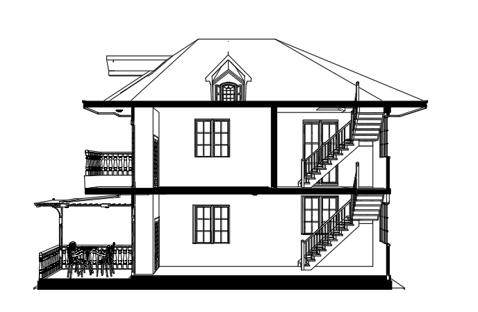 Classic Two-Storey Villa with Terrace — SketchUp + DWG