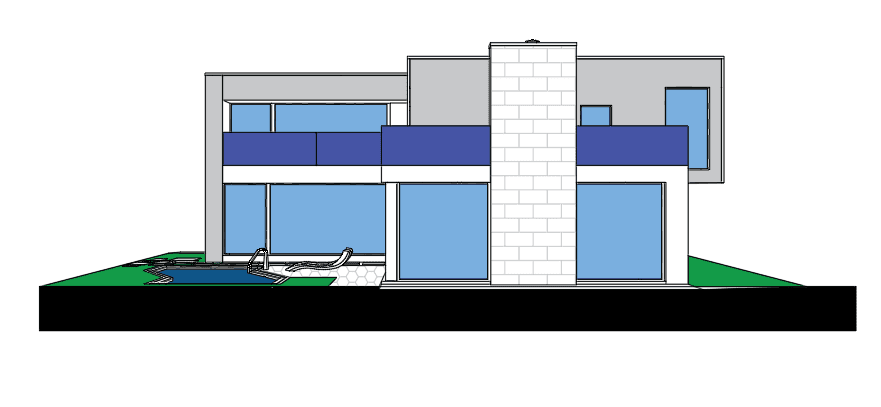 Modern Villa with Pool — SketchUp + DWG