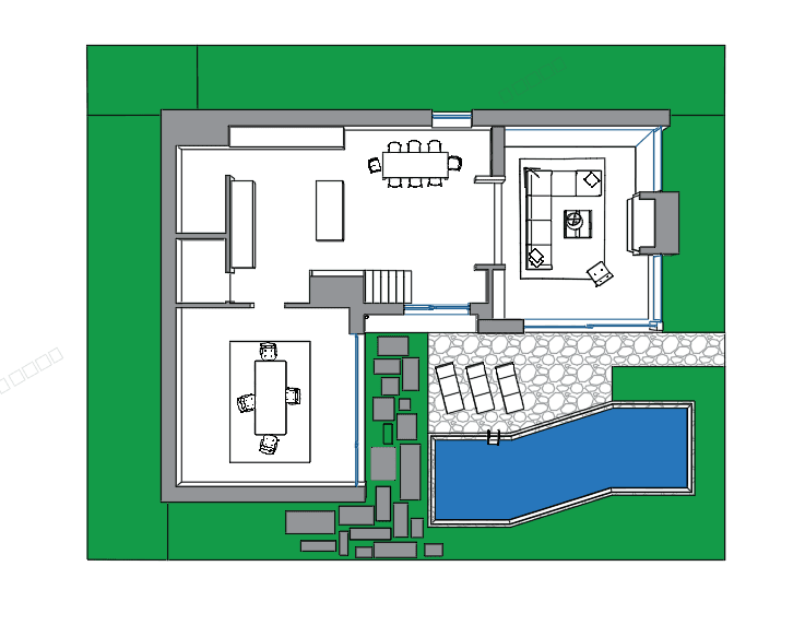 Modern Villa with Pool — SketchUp + DWG