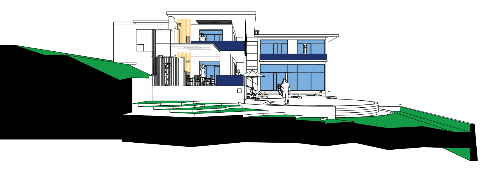 Sahel Coastal Villa with Pool — SketchUp + DWG