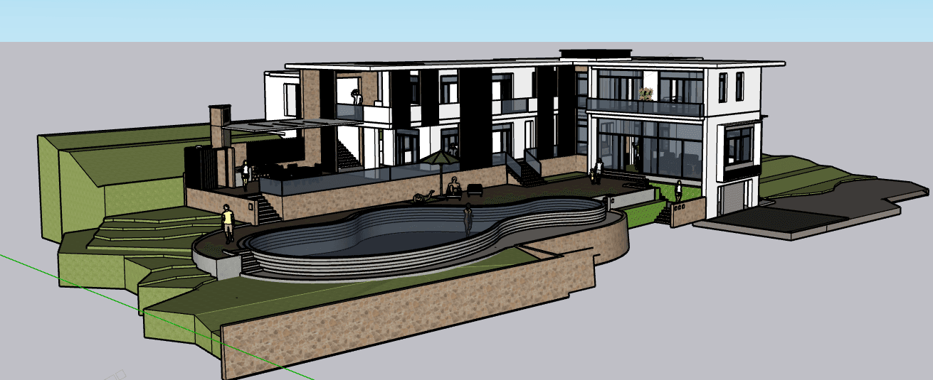 Sahel Coastal Villa with Pool — SketchUp + DWG