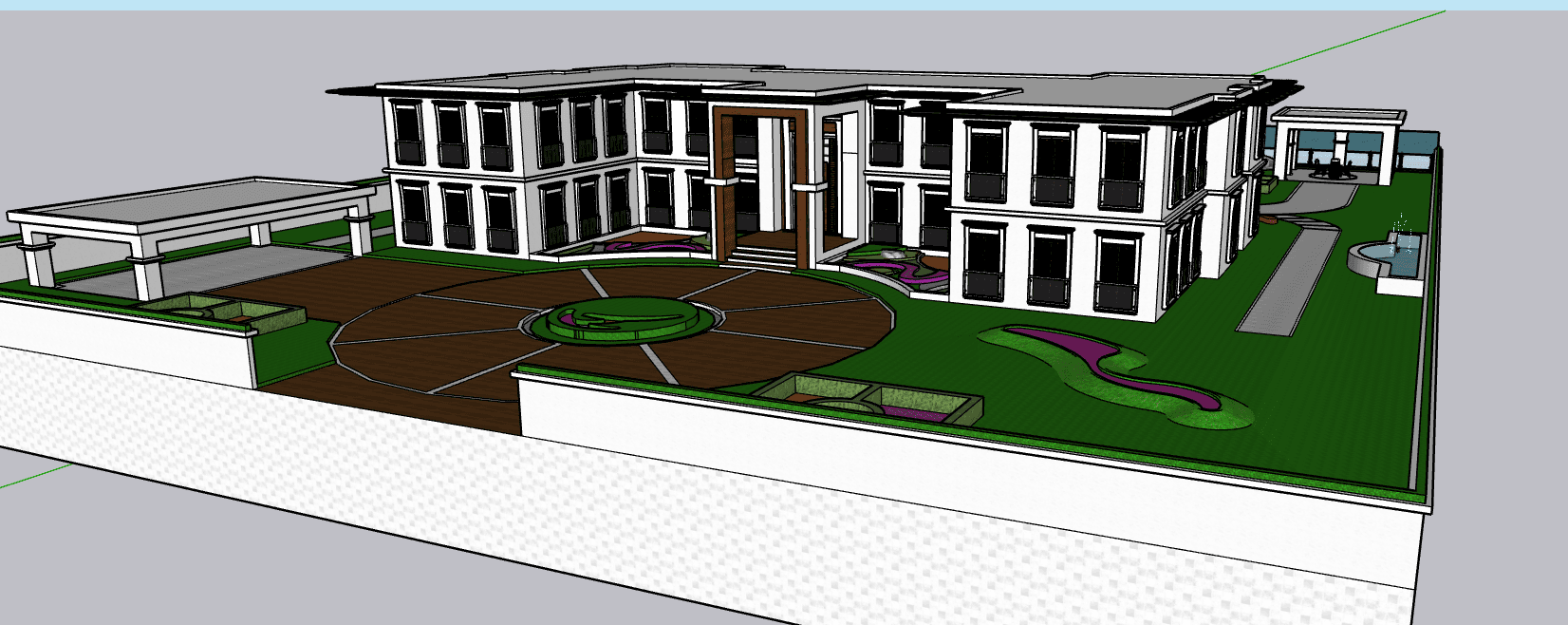 Large Villa with Landscaped Garden — SketchUp + DWG
