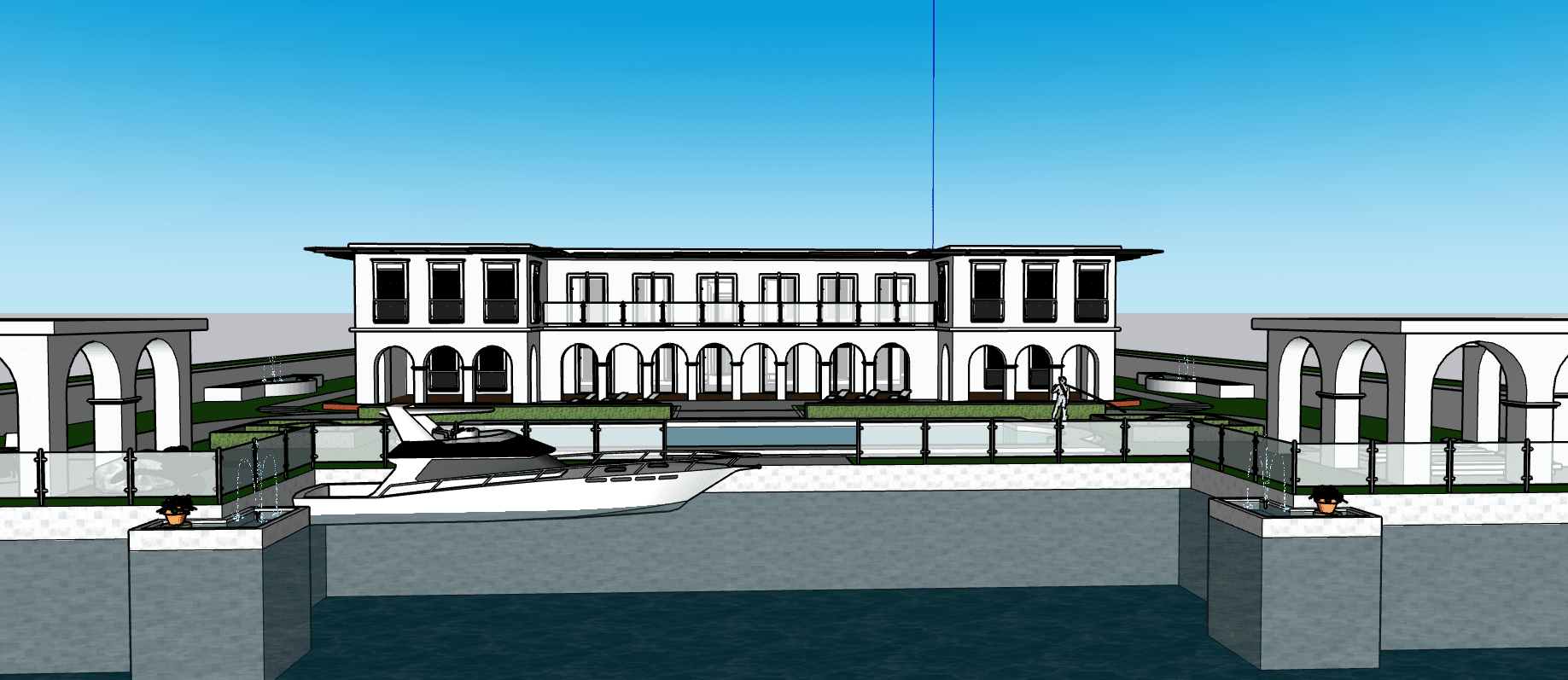Large Villa with Landscaped Garden — SketchUp + DWG