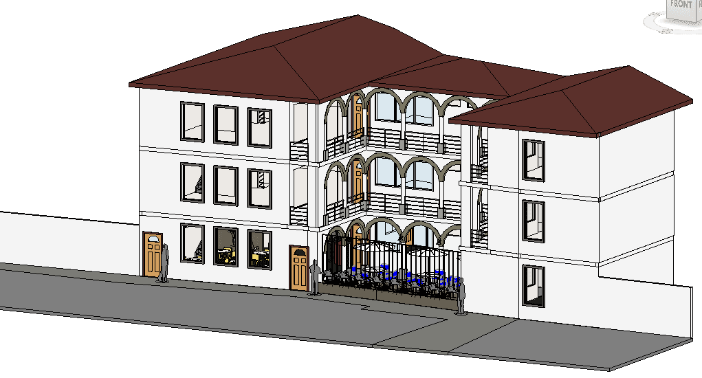 Boutique Hotel with Arched Loggia — Revit Model
