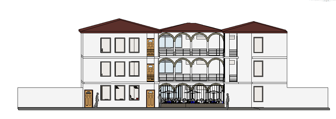 Boutique Hotel with Arched Loggia — Revit Model