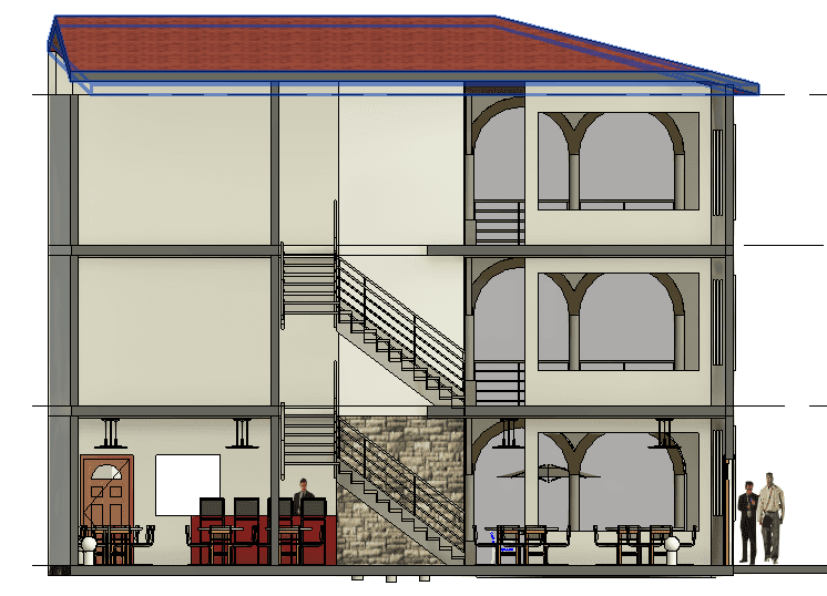Boutique Hotel with Arched Loggia — Revit Model