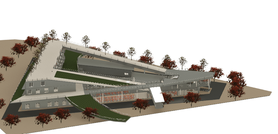 Modern Library with Green Roof — Revit Model