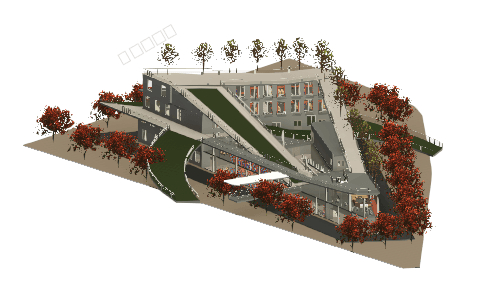 Modern Library with Green Roof — Revit Model