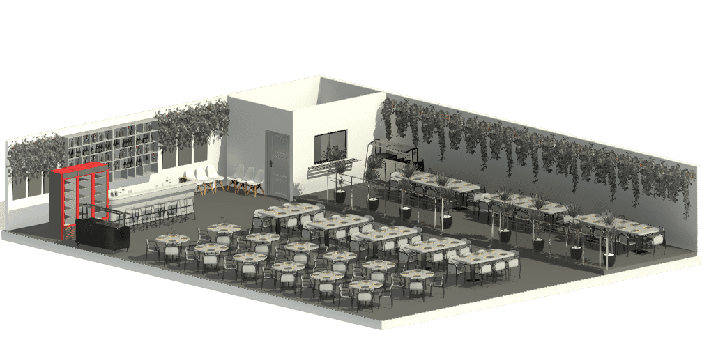 Restaurant Interior with Bar — Revit Model
