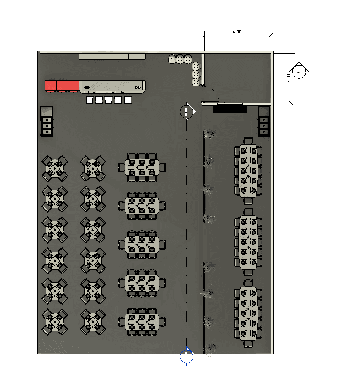 Restaurant Interior with Bar — Revit Model