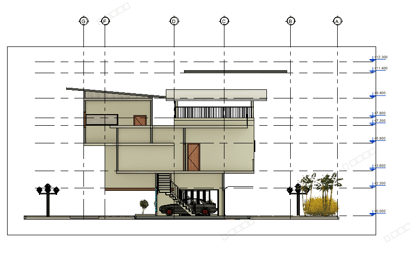 Modern Villa with Pool and Terraces — Revit Model