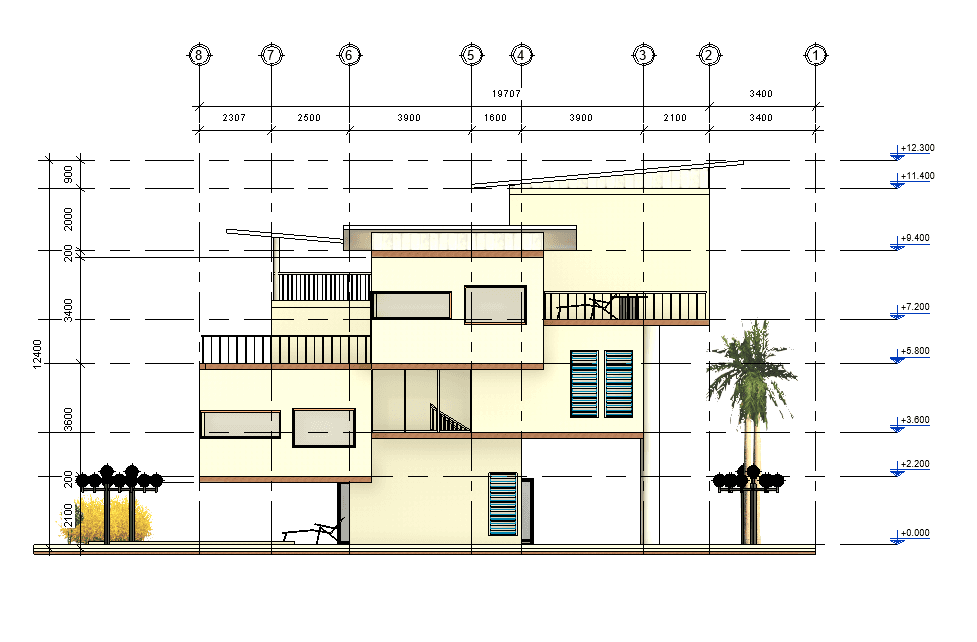 Modern Villa with Pool and Terraces — Revit Model
