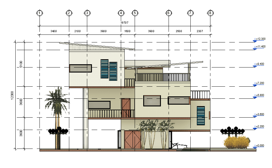 Modern Villa with Pool and Terraces — Revit Model