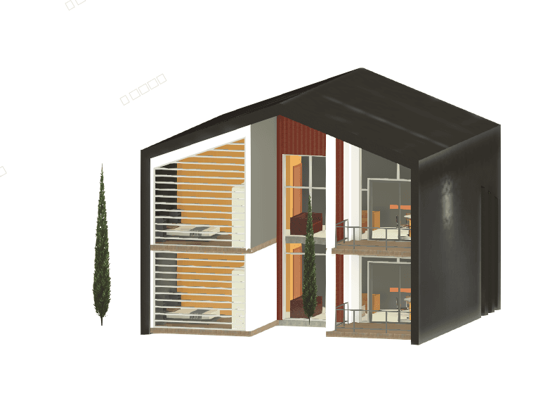 Small Villa with Pitched Roof — Revit Model