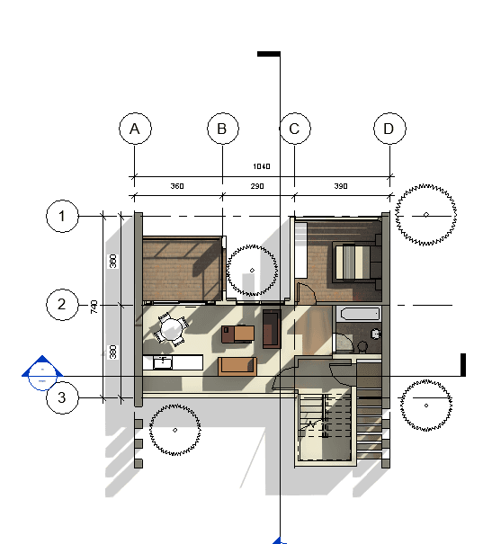 Small Villa with Pitched Roof — Revit Model