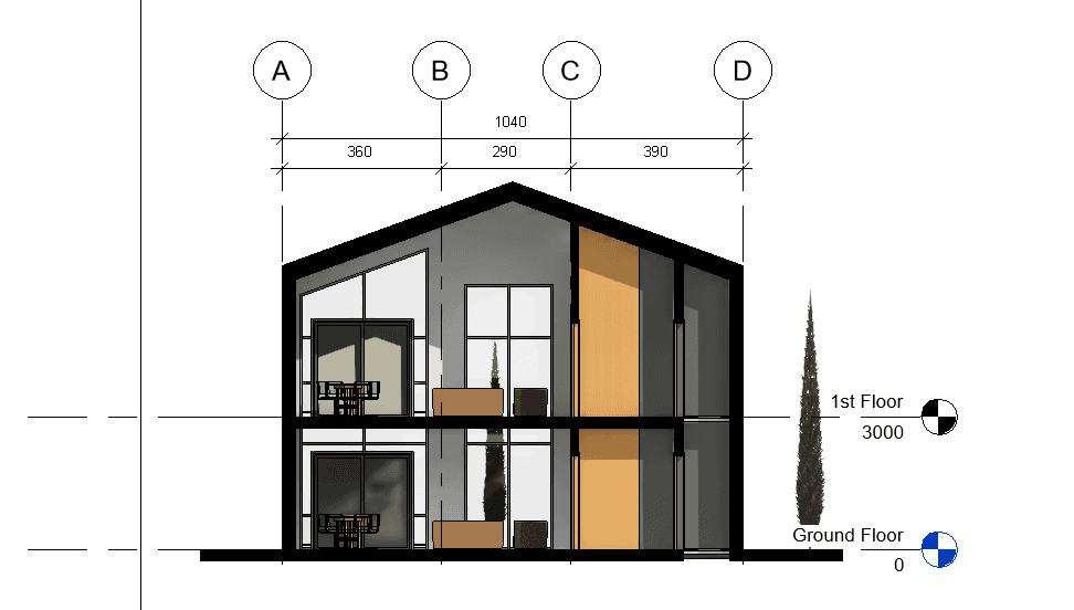 Small Villa with Pitched Roof — Revit Model