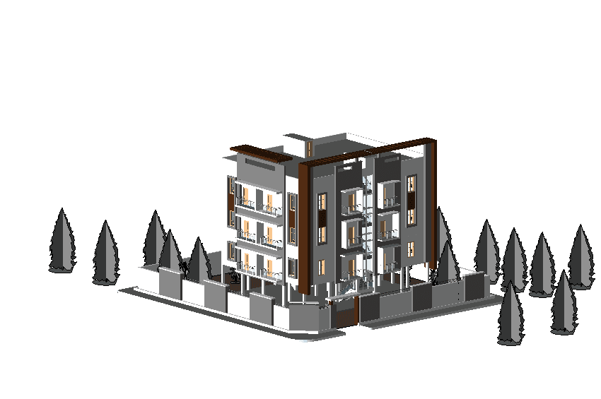Four-Storey Residential Villa — Revit Model