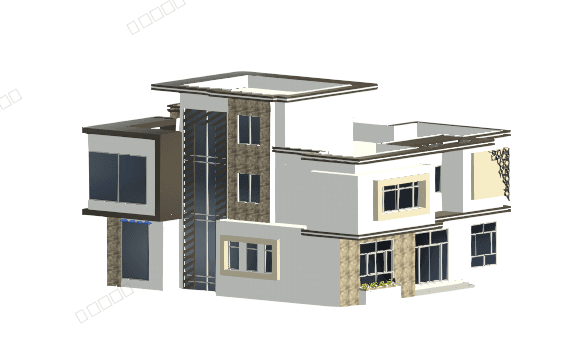 Modern Villa with Stone Cladding — Revit Model