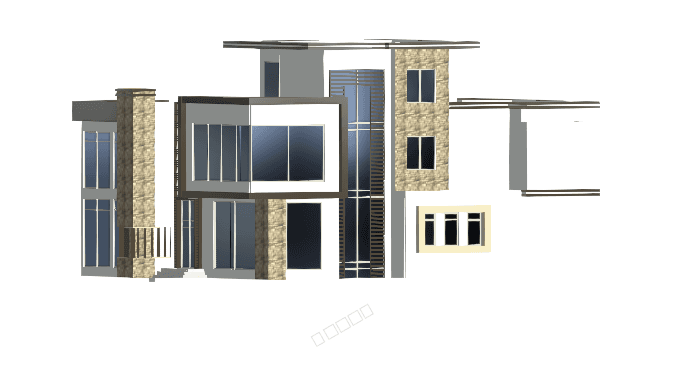 Modern Villa with Stone Cladding — Revit Model