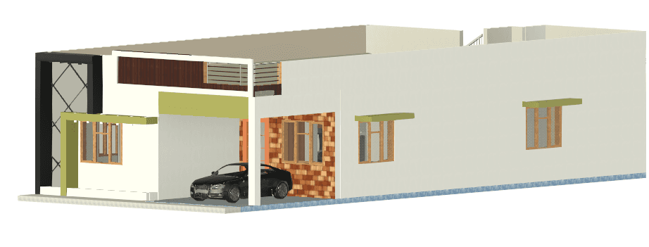 Single-Storey Villa with Carport — Revit Model