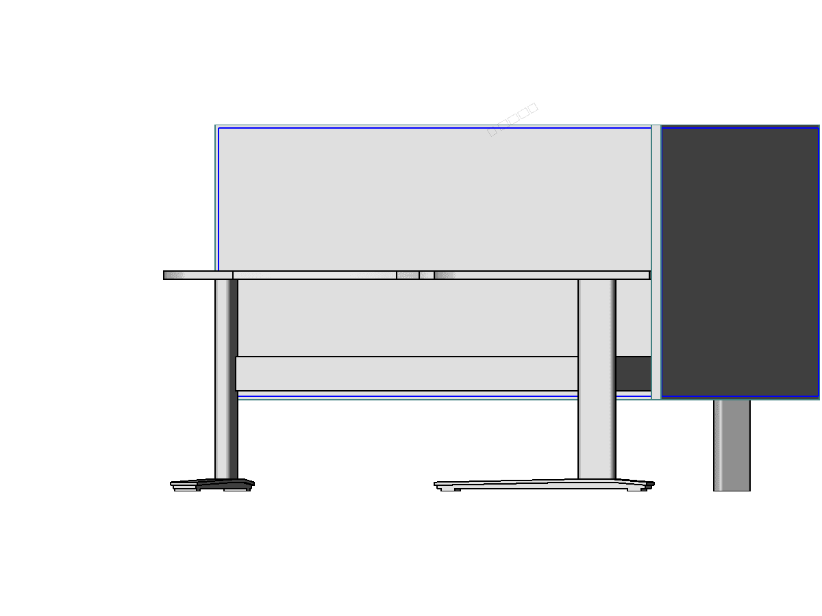 Mysite Desk 90 Degrees Screen — Revit Family