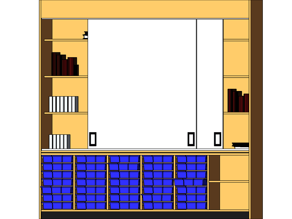 Sliding White Board With Trays Below 2400wx 500d X 2400h — Revit Family