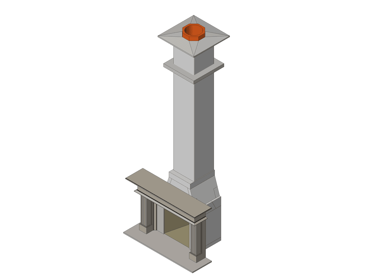 Parmetric Fireplace Isokern Magnum — Decorative Column Revit Family