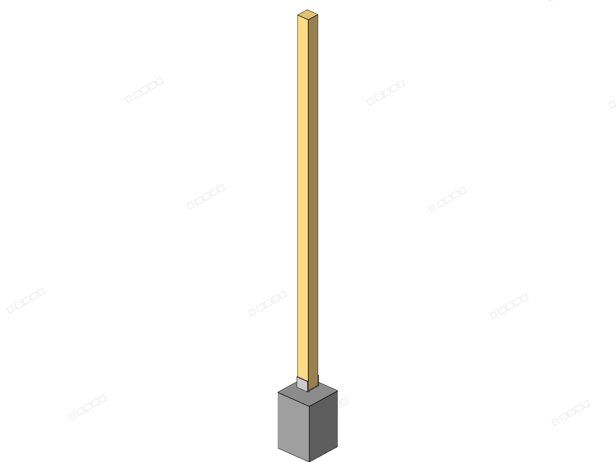 Timber Column With Footing Stirrup — Decorative Column Revit Family